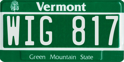 VT license plate WIG817