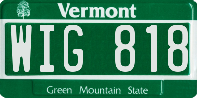 VT license plate WIG818