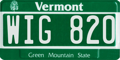 VT license plate WIG820