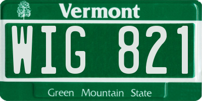 VT license plate WIG821