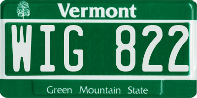 VT license plate WIG822