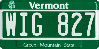 VT license plate WIG827