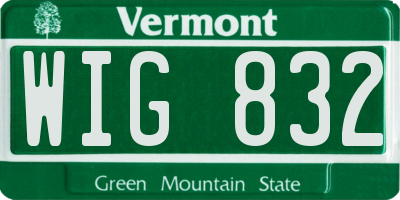 VT license plate WIG832