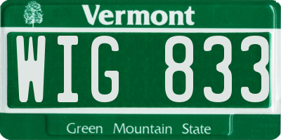 VT license plate WIG833