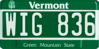 VT license plate WIG836