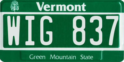 VT license plate WIG837