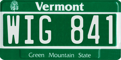 VT license plate WIG841