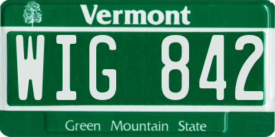 VT license plate WIG842
