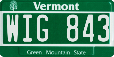 VT license plate WIG843
