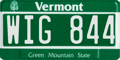VT license plate WIG844