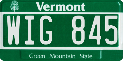 VT license plate WIG845
