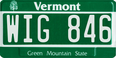 VT license plate WIG846