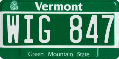 VT license plate WIG847