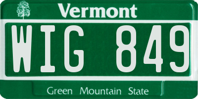 VT license plate WIG849