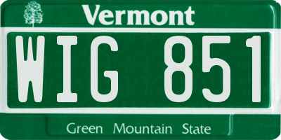 VT license plate WIG851