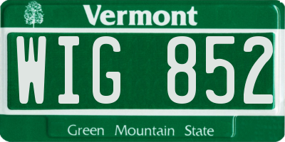 VT license plate WIG852