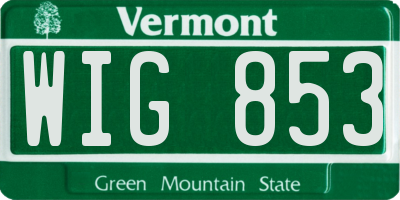 VT license plate WIG853