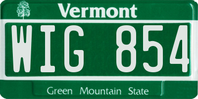 VT license plate WIG854