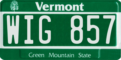VT license plate WIG857