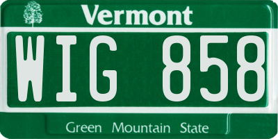 VT license plate WIG858