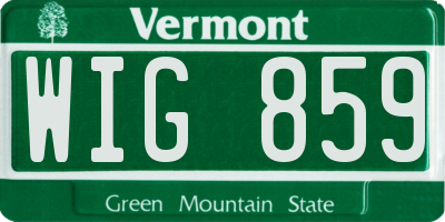 VT license plate WIG859