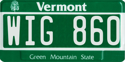 VT license plate WIG860