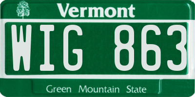 VT license plate WIG863
