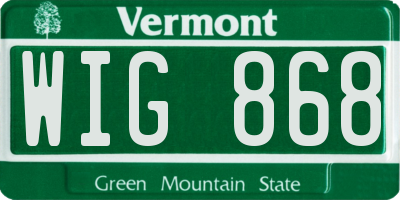 VT license plate WIG868
