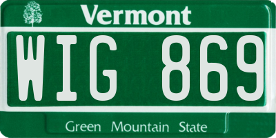 VT license plate WIG869