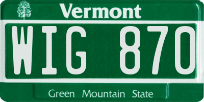 VT license plate WIG870