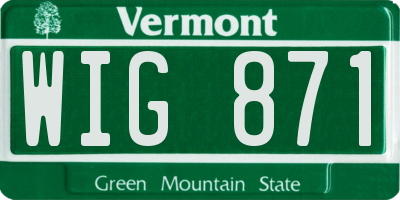 VT license plate WIG871