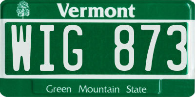 VT license plate WIG873