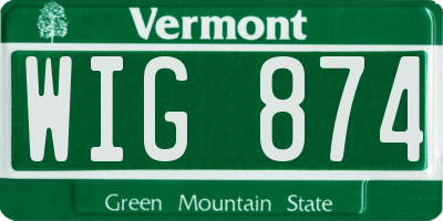 VT license plate WIG874