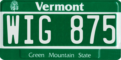 VT license plate WIG875