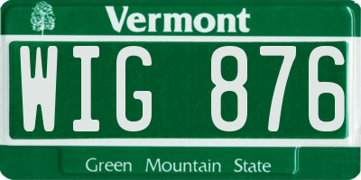 VT license plate WIG876