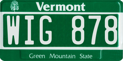 VT license plate WIG878