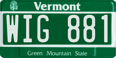 VT license plate WIG881