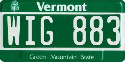 VT license plate WIG883