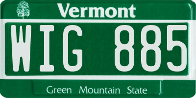 VT license plate WIG885