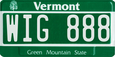 VT license plate WIG888