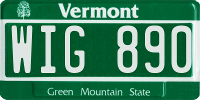 VT license plate WIG890