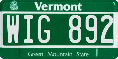 VT license plate WIG892