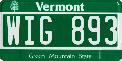 VT license plate WIG893