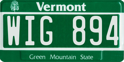 VT license plate WIG894