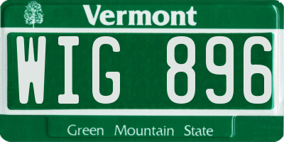 VT license plate WIG896