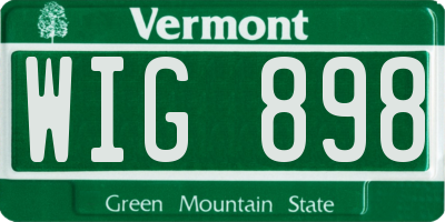 VT license plate WIG898