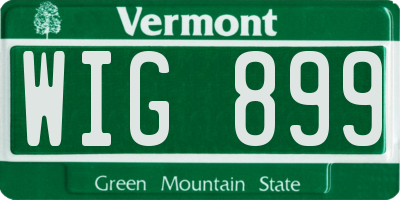 VT license plate WIG899