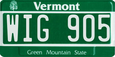 VT license plate WIG905