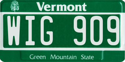 VT license plate WIG909