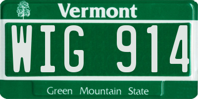VT license plate WIG914